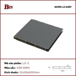 Nhôm viền ghép tấm 10mm - Xám xingfa